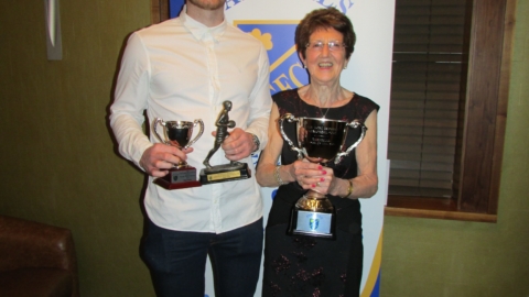 Ryan Forde received both the Tom Farrell Memorial Cup for Club Player of 2019 and Players Player with Margaret Farrell